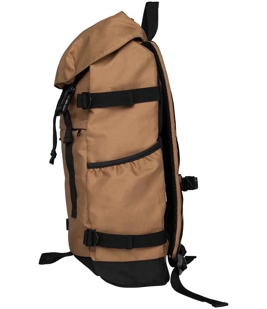 Native Spirit Unisex Backpack in Dark Camel/Black, back view