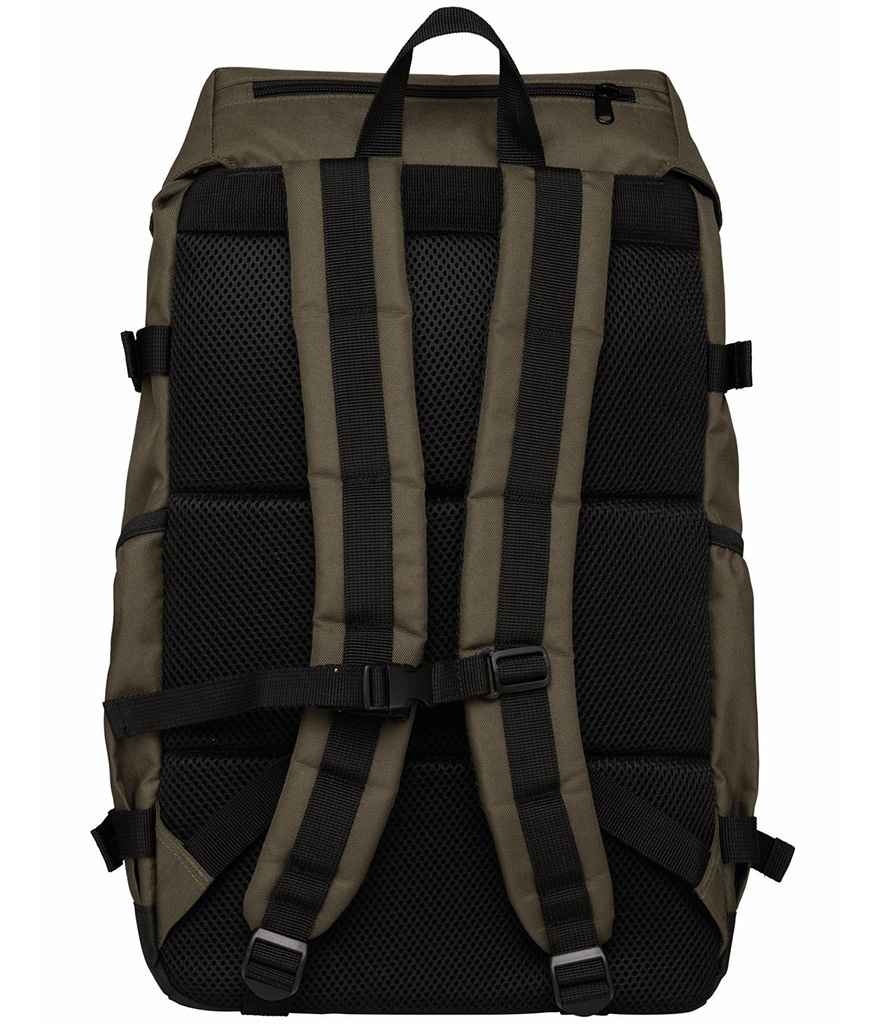 Native Spirit Unisex Backpack in Organic Khaki/Black, back view