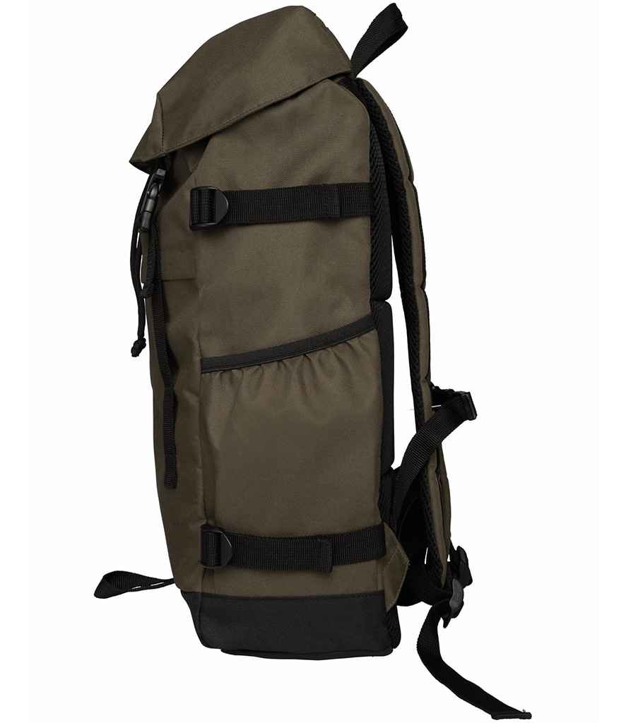 Native Spirit Unisex Backpack in Organic Khaki/Black, back view