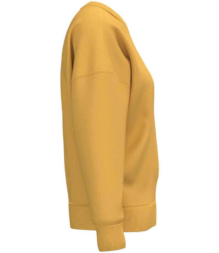 Native Spirit Ladies Crew Neck Sweatshirt in Sun Yellow, side view