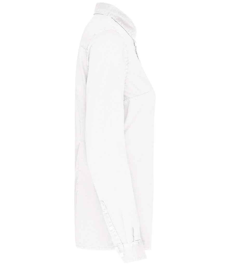 Native Spirit Ladies Washed Long Sleeve Shirt in Washed White, side view
