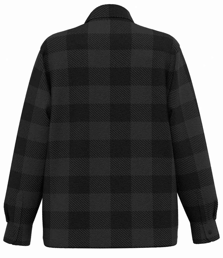 Native Spirit Checked Padded Overshirt in Iron Grey/Black, back view