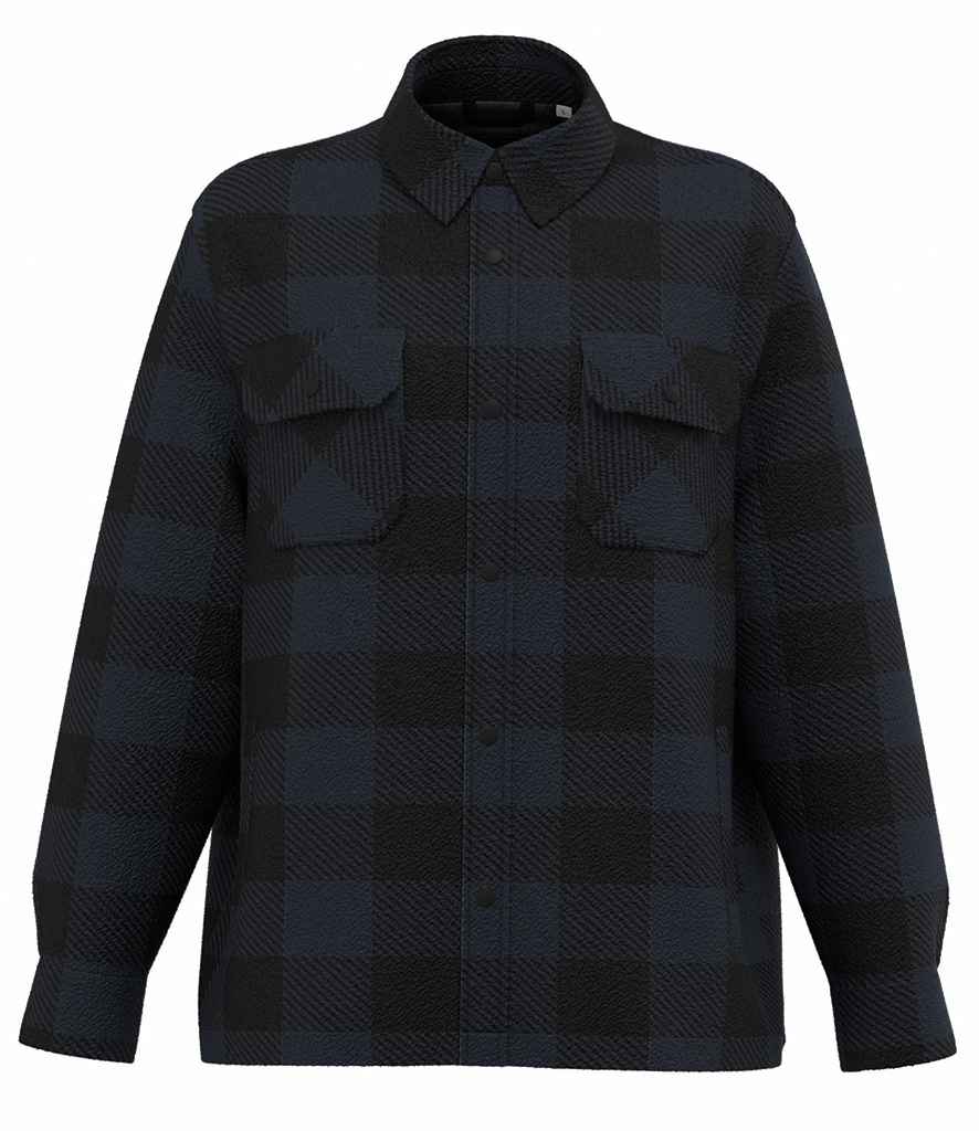 Native Spirit Checked Padded Overshirt in Navy/Black, front view