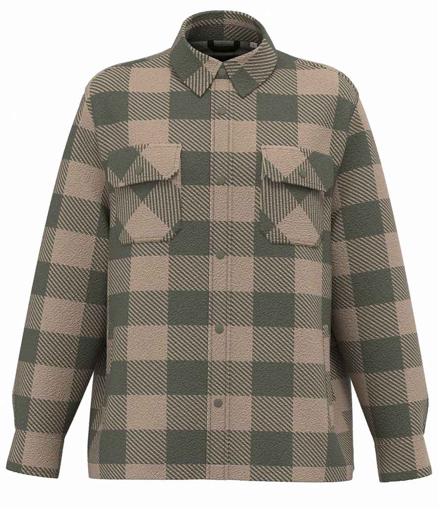 Native Spirit Checked Padded Overshirt in Wet Sand/Organic Khaki, front view