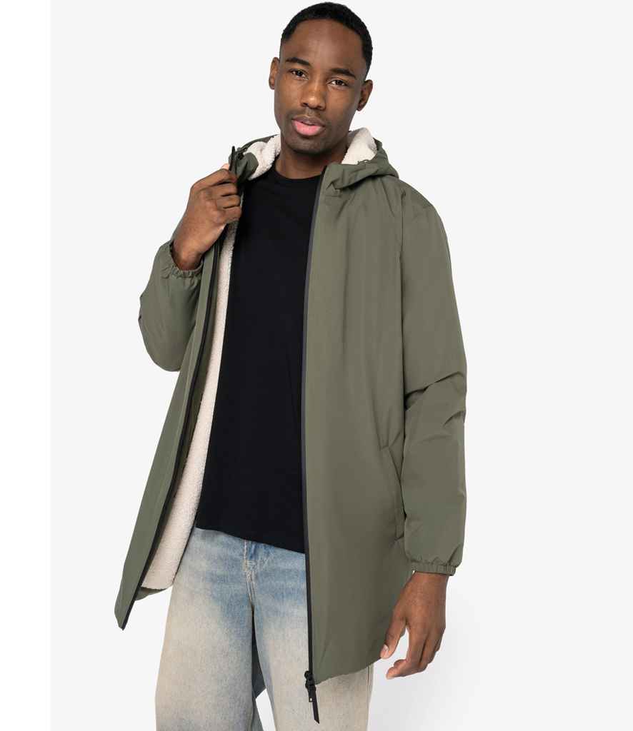 Native Spirit Unisex Sherpa Lined Waterproof Jacket in Organic Khaki