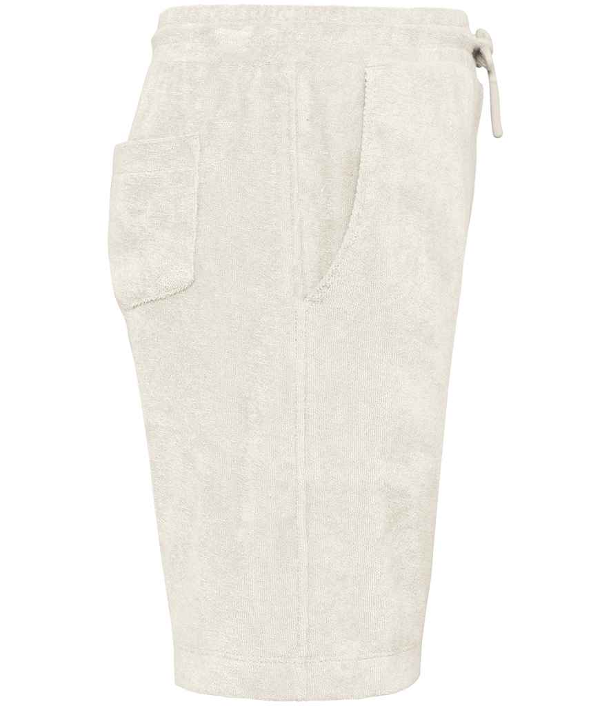 Native Spirit Kids Drawcord Terry Towel Shorts in Ivory, side view