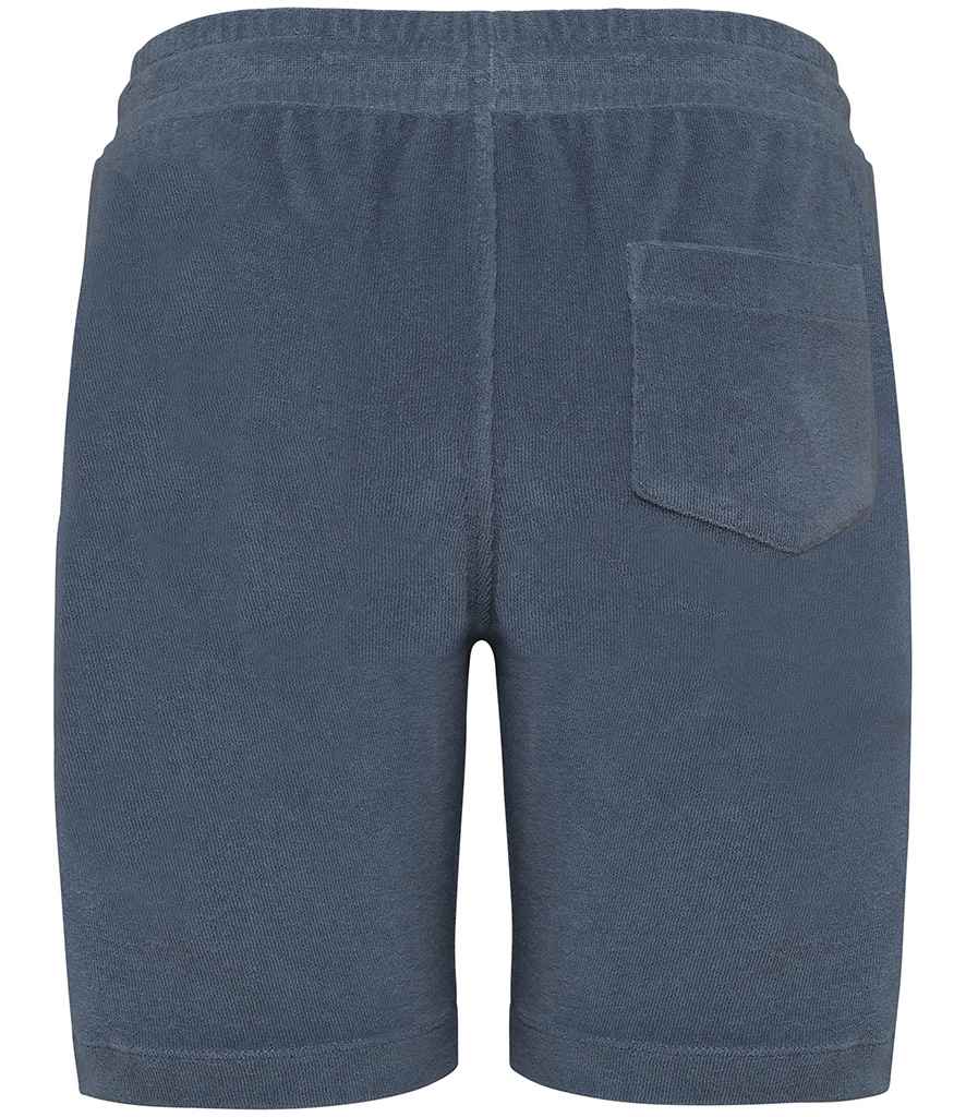 Native Spirit Kids Drawcord Terry Towel Shorts in Mineral Grey, back view