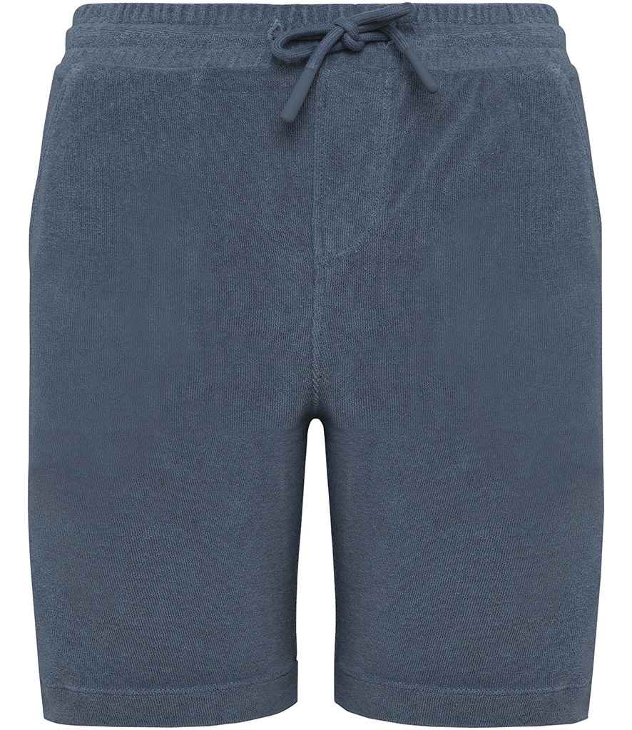 Native Spirit Kids Drawcord Terry Towel Shorts in Mineral Grey, front view