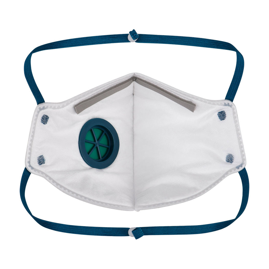 Portwest P210 FFP2 Valved Dolomite Fold Flat Respirator (Pk3) in White, back view