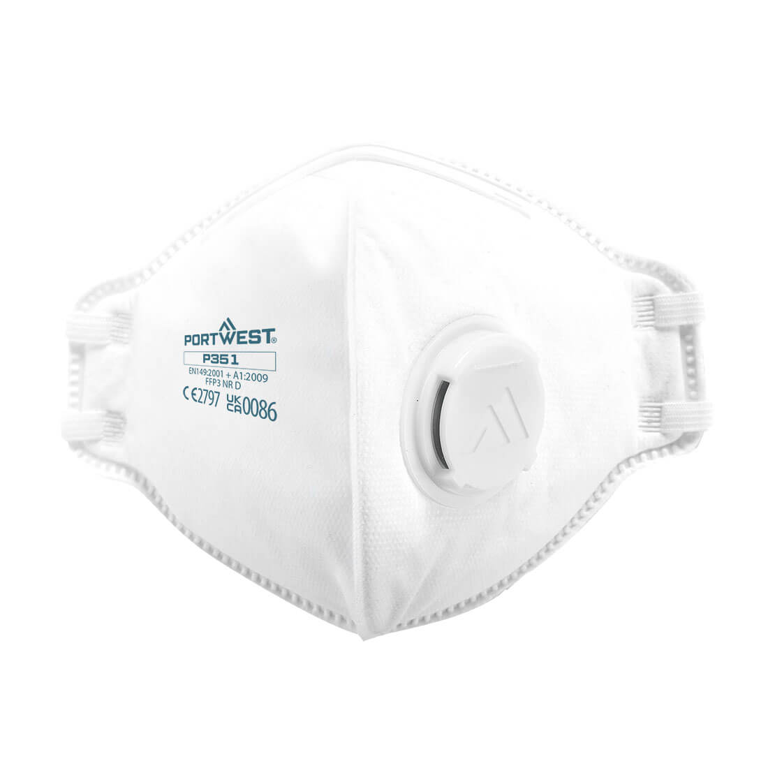 Portwest FFP3 Valved Dolomite Fold Flat Respirator in White, main product image