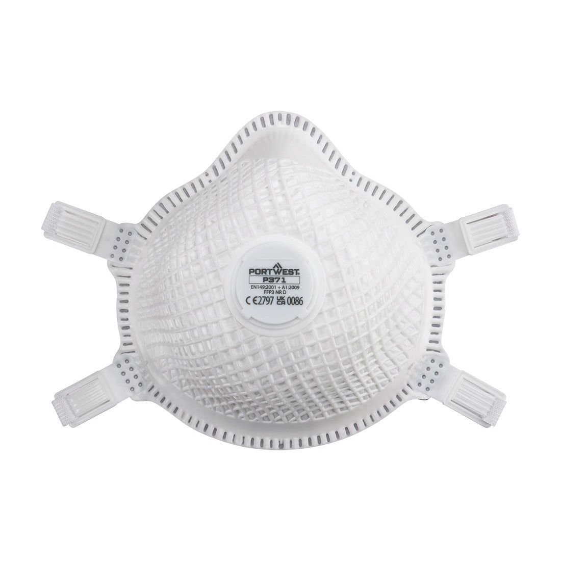 Portwest ERGONET FFP3 Valved Dolomite Respirator in White, main product image