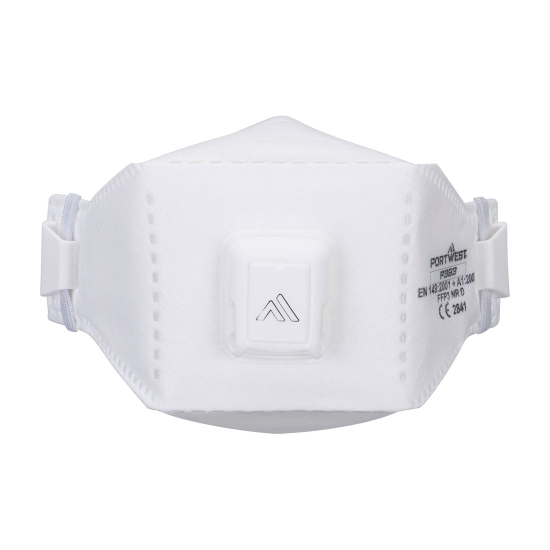 Portwest P393 EAGLE PRO FFP3 Valved Dolomite Fold Flat Respirator (Pk10) in White, back view