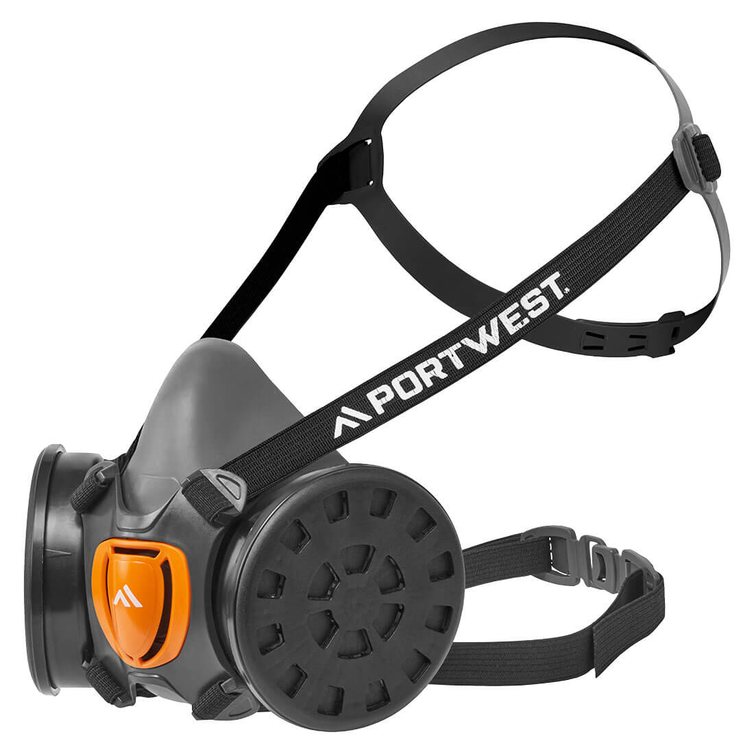 Portwest P422 TPR Half Mask Kit (with P3 filters) in Grey, back view
