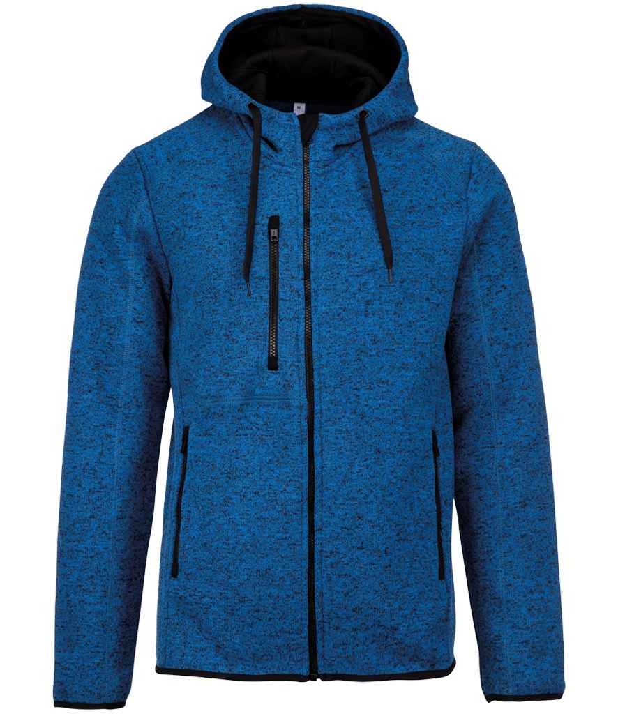Proact Heather Hooded Jacket in Light Royal Blue Melange, front view