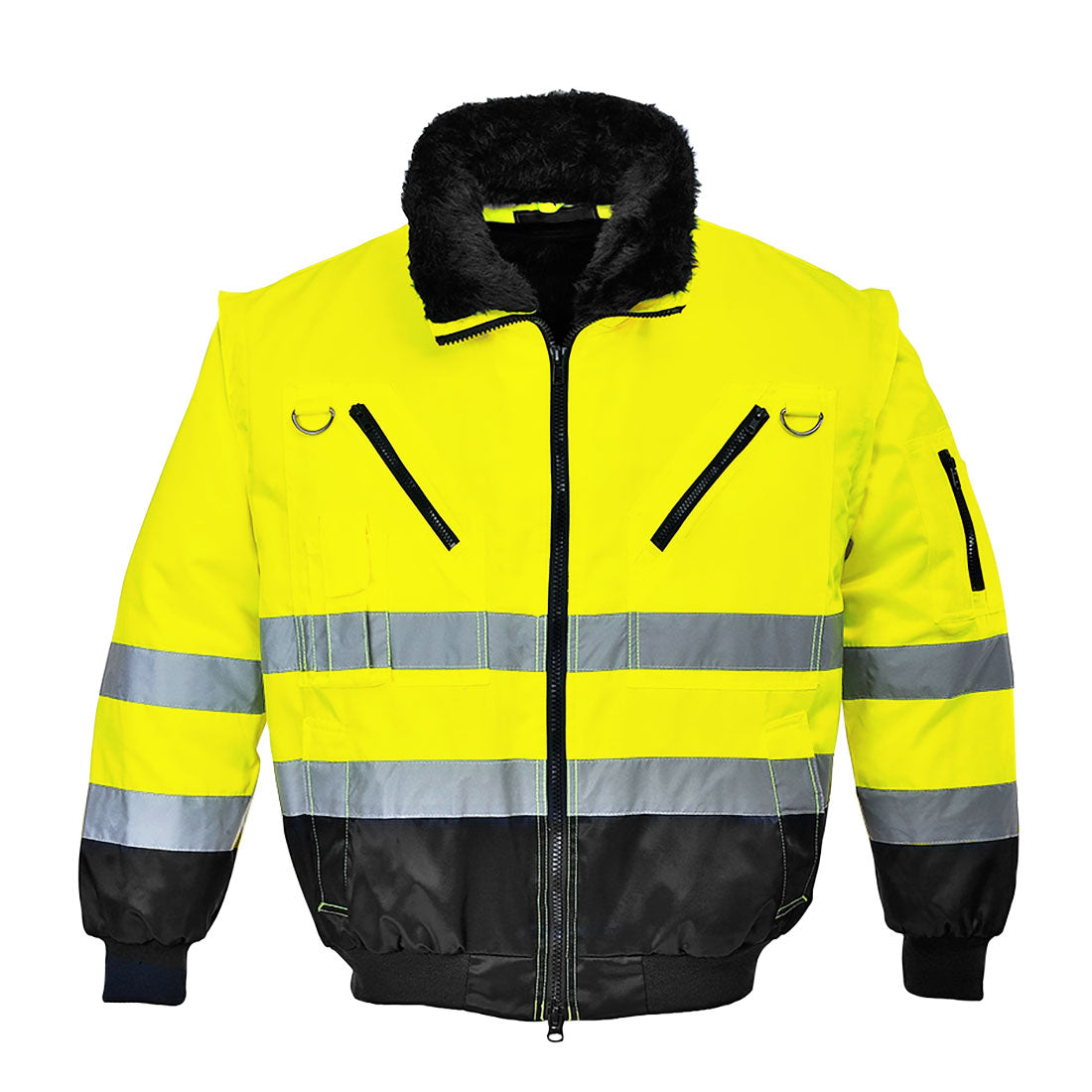 Portwest Hi-Vis 3-in-1 Contrast Pilot Jacket in Yellow/Black, main product image