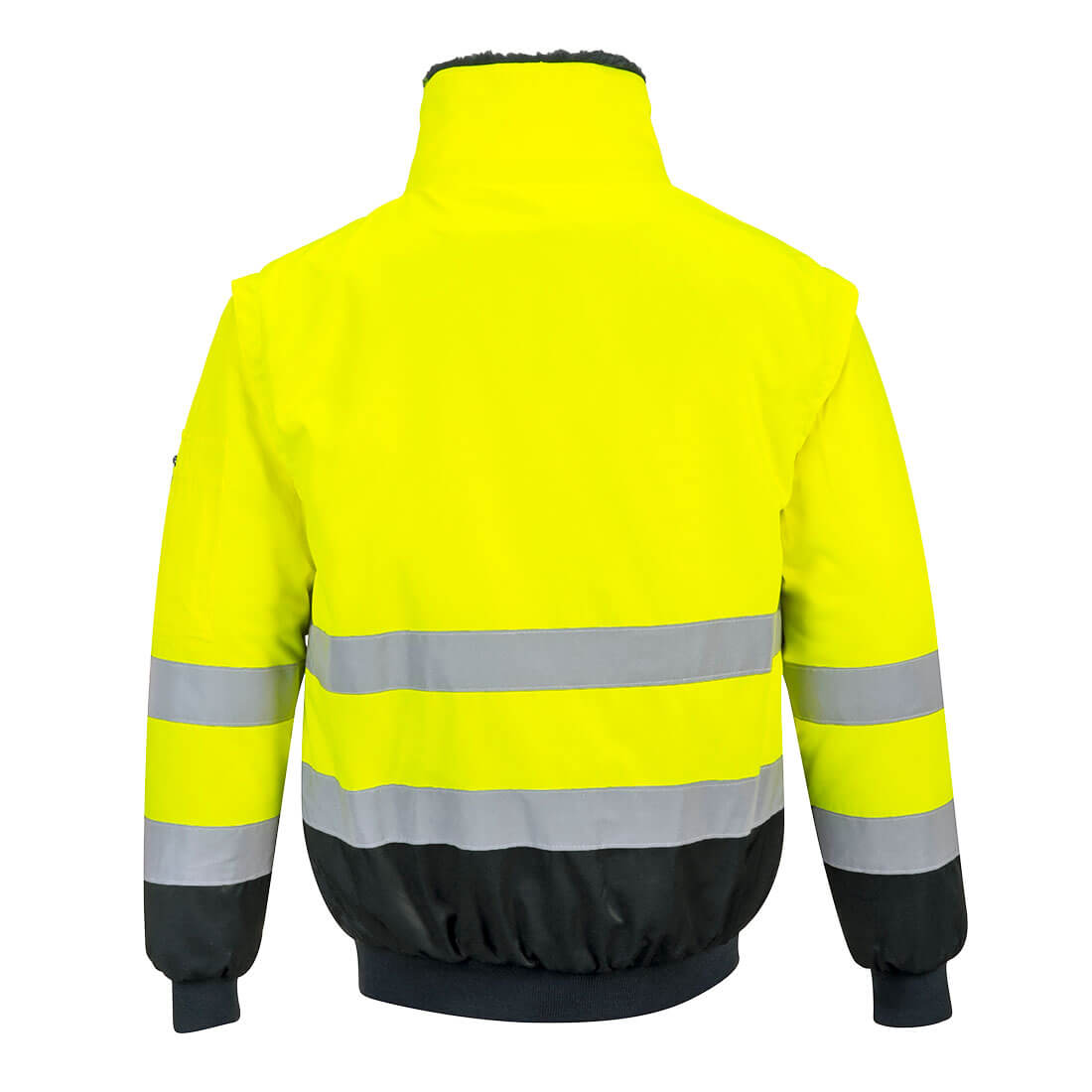 Portwest PJ50 Hi-Vis 3-in-1 Contrast Pilot Jacket in Yellow/Black, back view