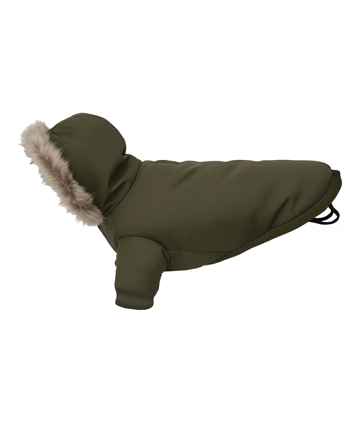 Portman & Pooch Dog’s parka jacket in Khaki, front view