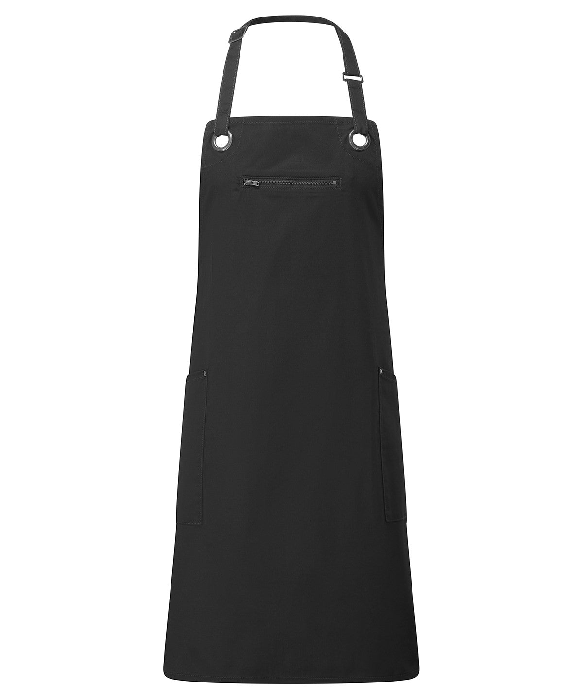 Premier ‘Barley’ Contrast Stitch Bib Apron in Black/Charcoal, front view