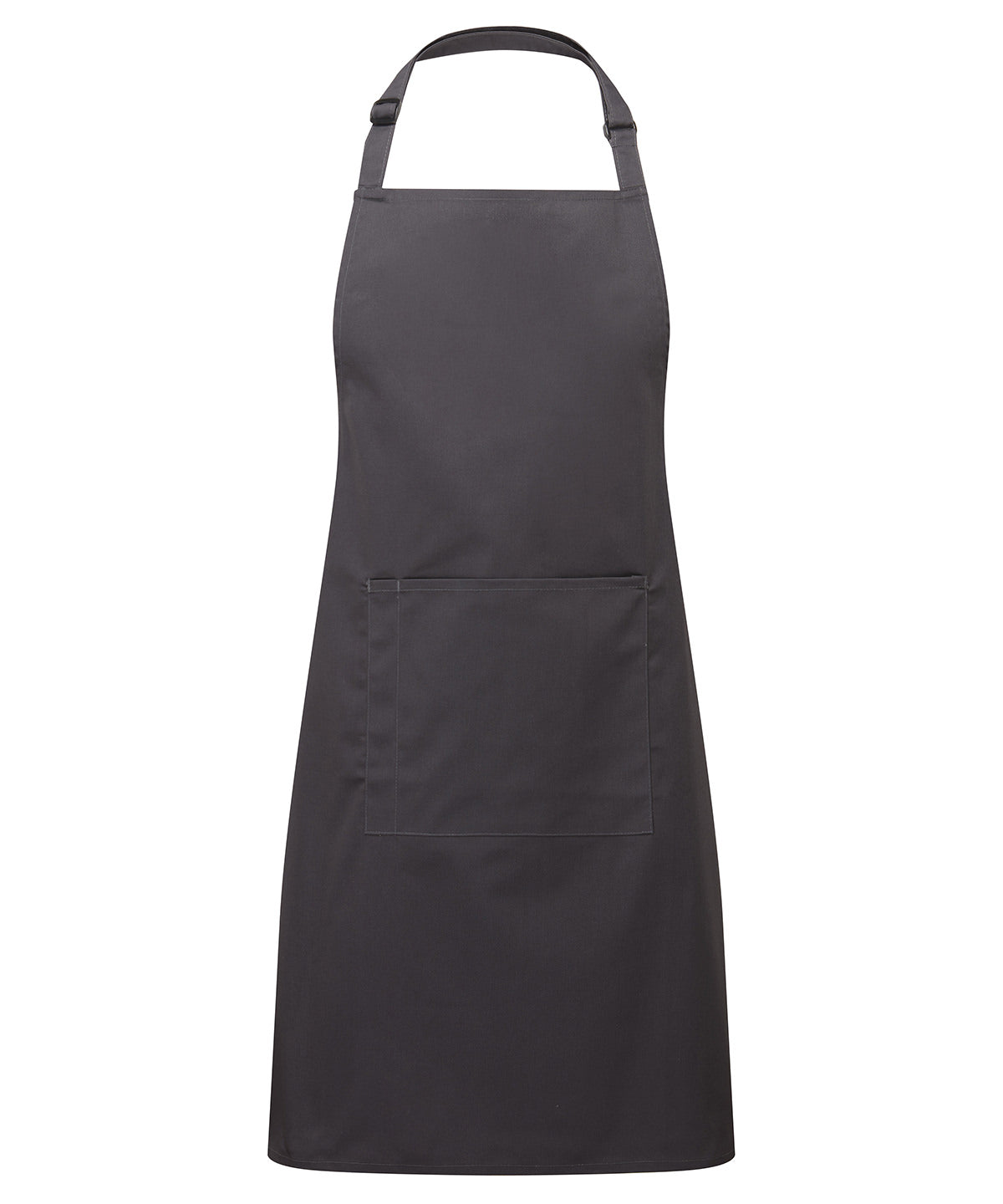 Premier Colours bib apron with pocket in Charcoal, front view
