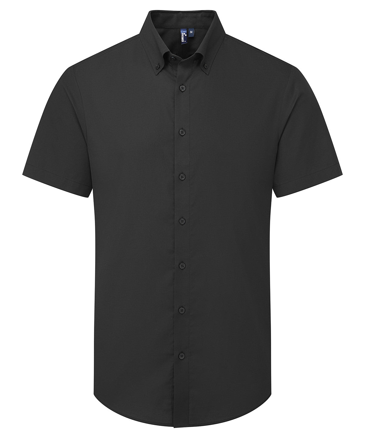 Premier ‘Supreme’ Oxford short sleeve shirt in Black, front view