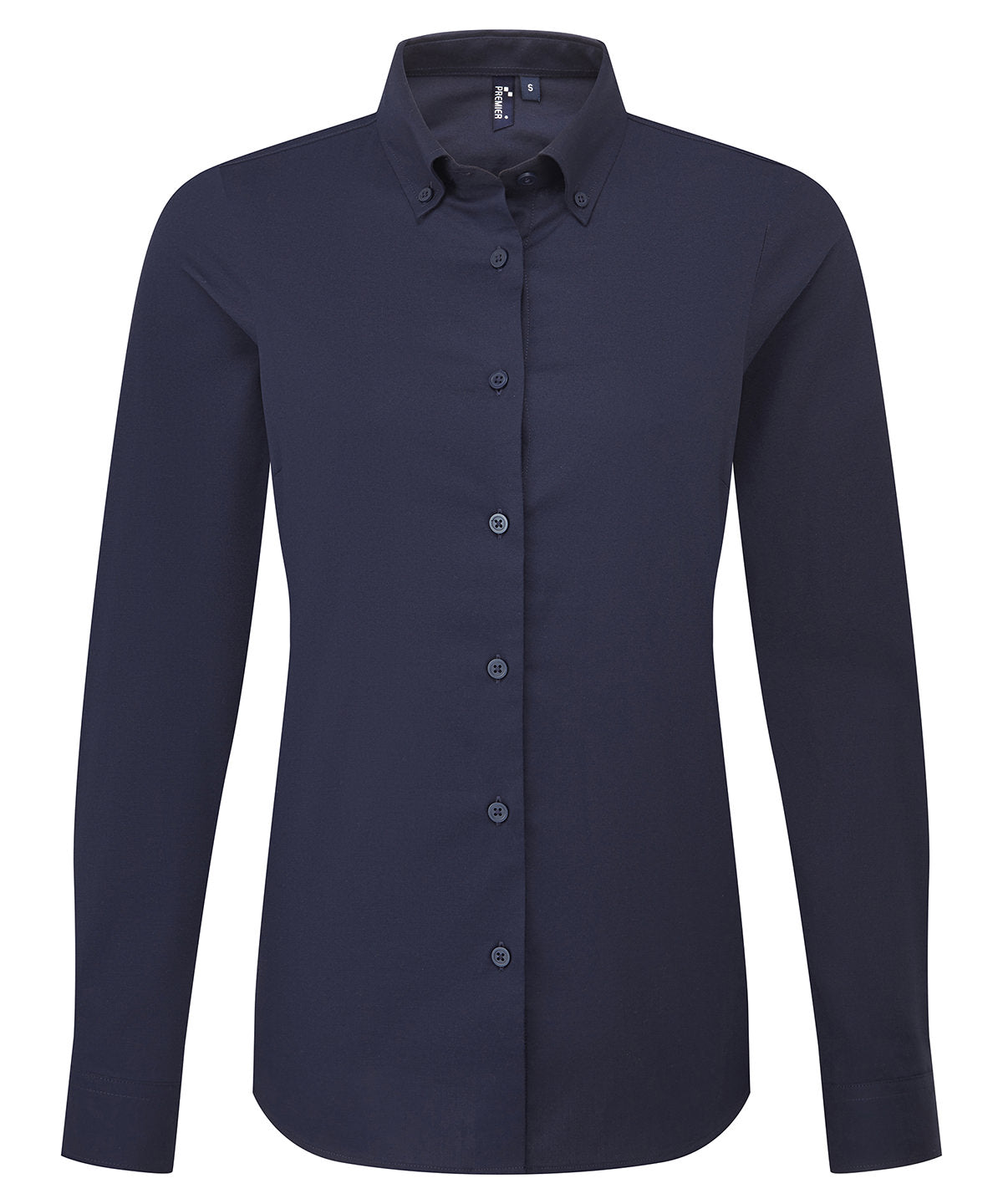 Premier Women’s ‘Supreme’ Oxford long sleeve shirt in Navy, front view