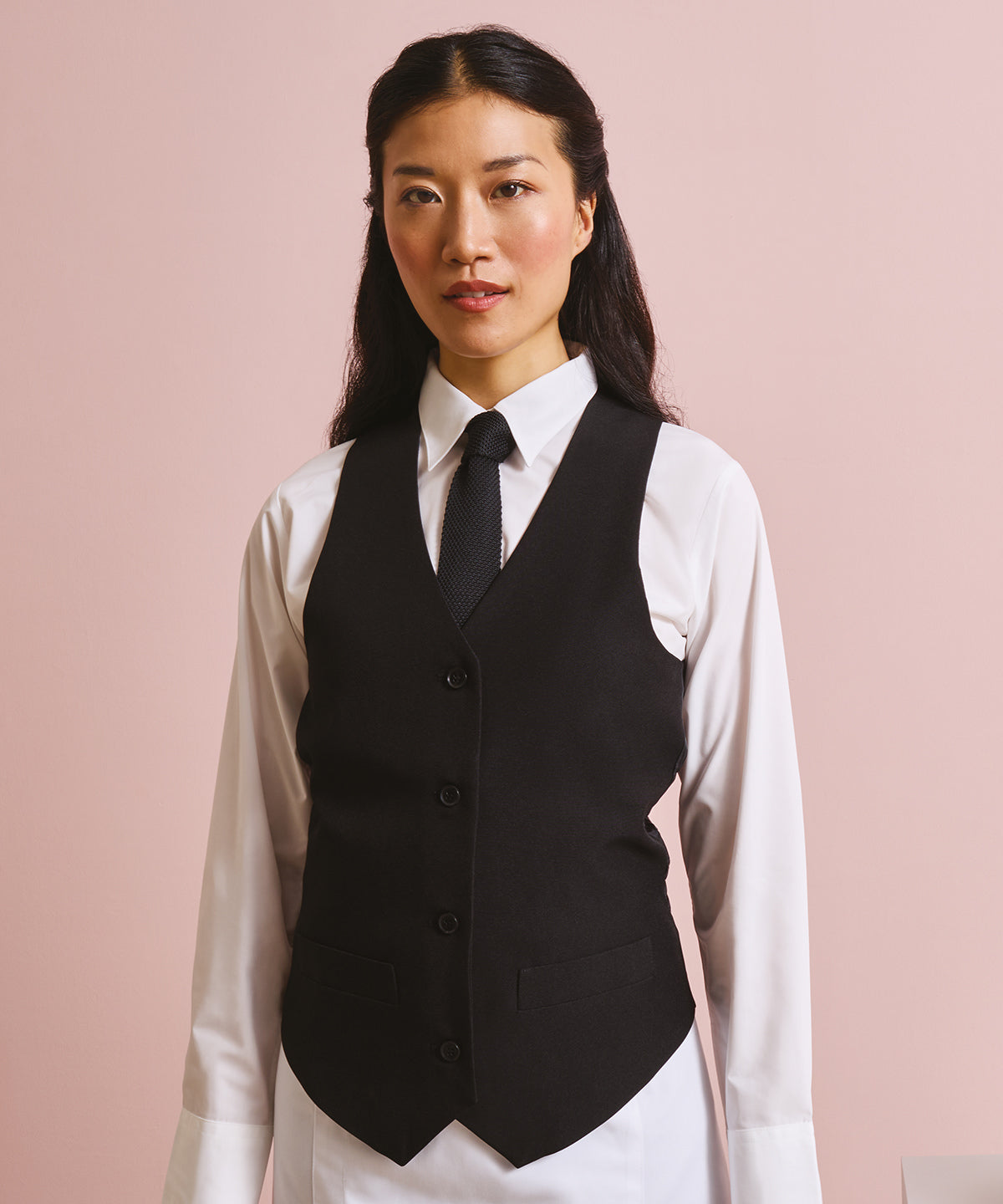 Premier Women's lined polyester waistcoat in Black, lifestyle photo
