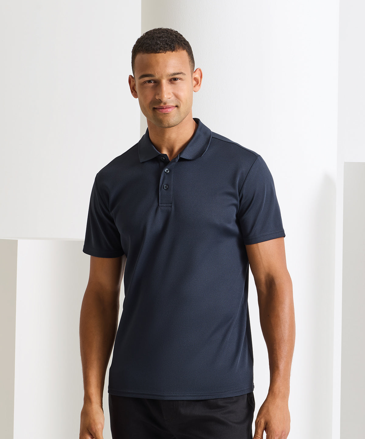Premier Men’s Spun Dyed Recycled Polo Shirt, lifestyle photo