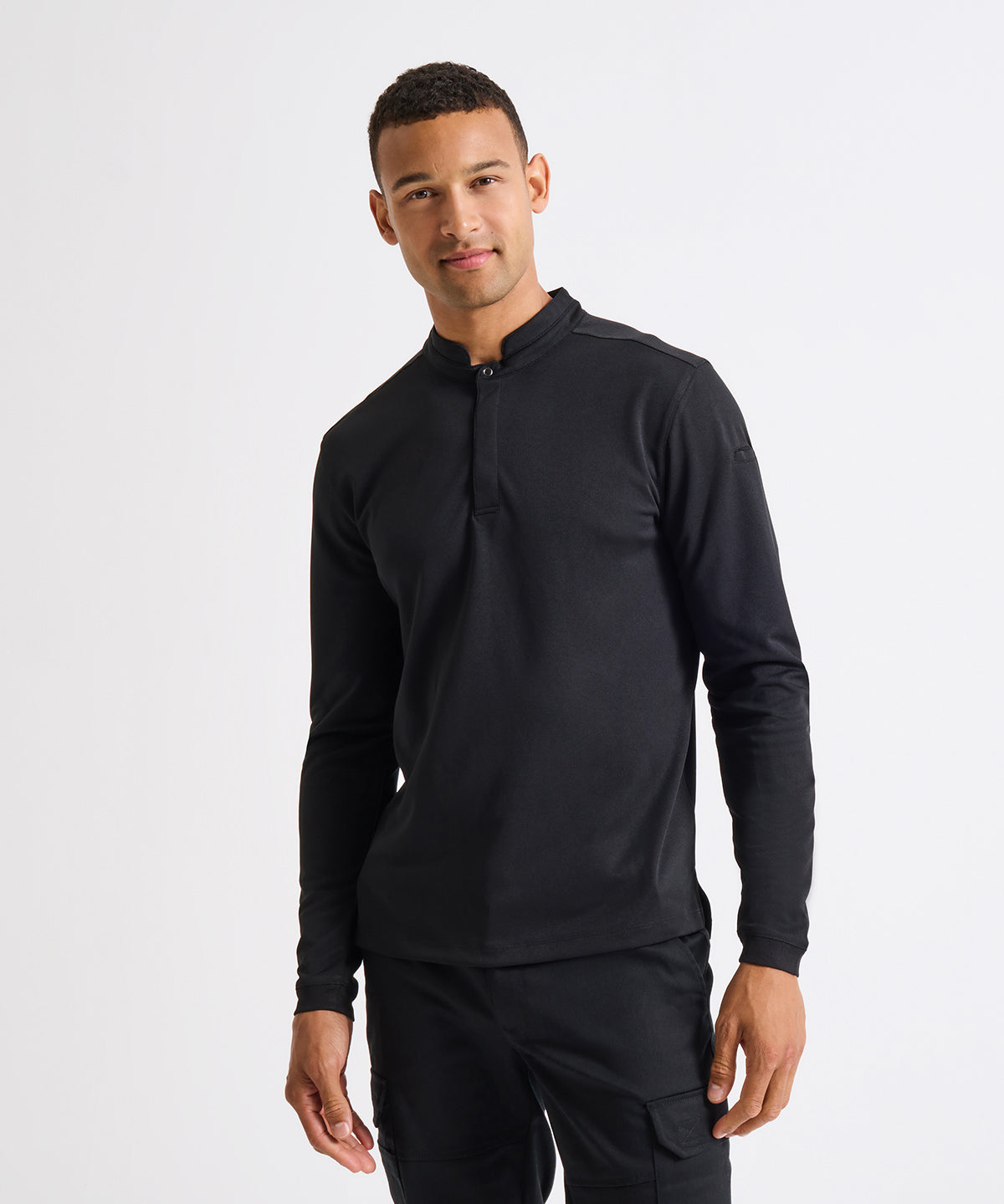 Premier Essential Coolchecker long sleeve chef’s shirt, lifestyle photo