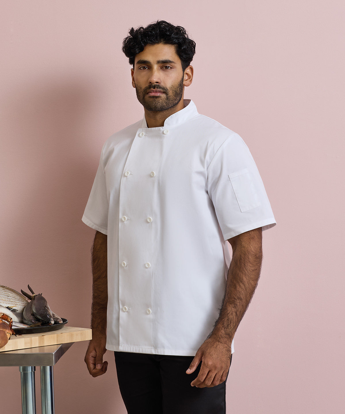 Premier Short sleeve chef’s jacket, lifestyle photo