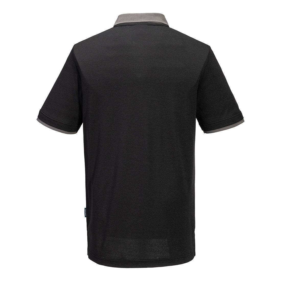 Portwest PW210 Two Tone Polo Shirt S/S in Black/Zoom Grey, back view