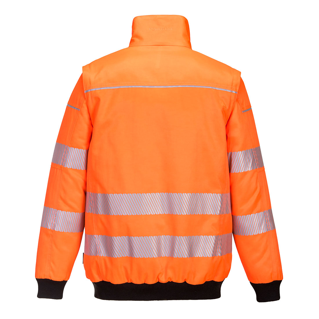Portwest PW302 PW3 Hi-Vis 3-in-1 Pilot Jacket in Orange/Black, back view
