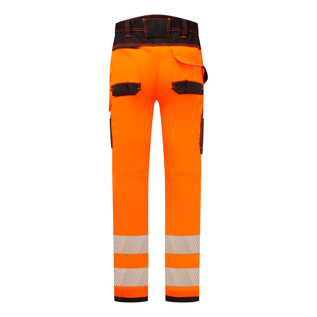 Portwest PW303 PW3 Hi-Vis Lightweight Stretch Work Trousers in Orange/Black, back view