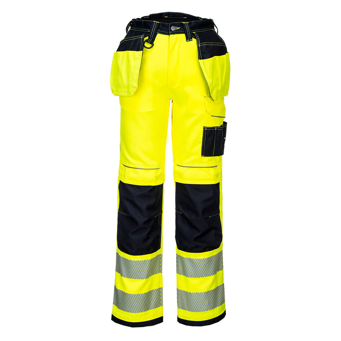 Portwest PW3 Hi-Vis Stretch Holster Pocket Trousers in Yellow/Black, image 2