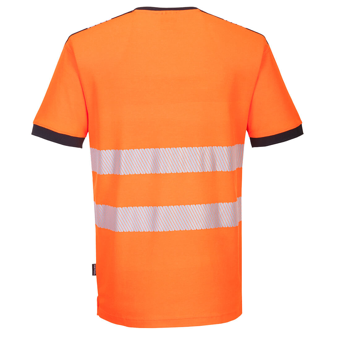 Portwest PW310 PW3 Hi-Vis V-Neck Mesh Insert T-Shirt S/S in Orange/Black, back view