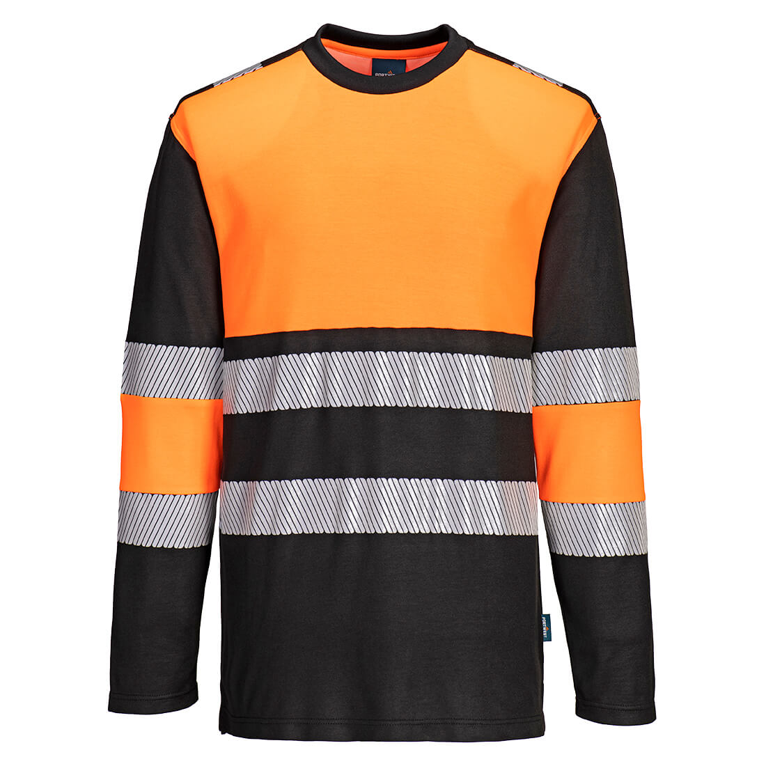 Portwest PW3 Hi-Vis Cotton Comfort Class 1 T-Shirt L/S in Orange/Black, main product image