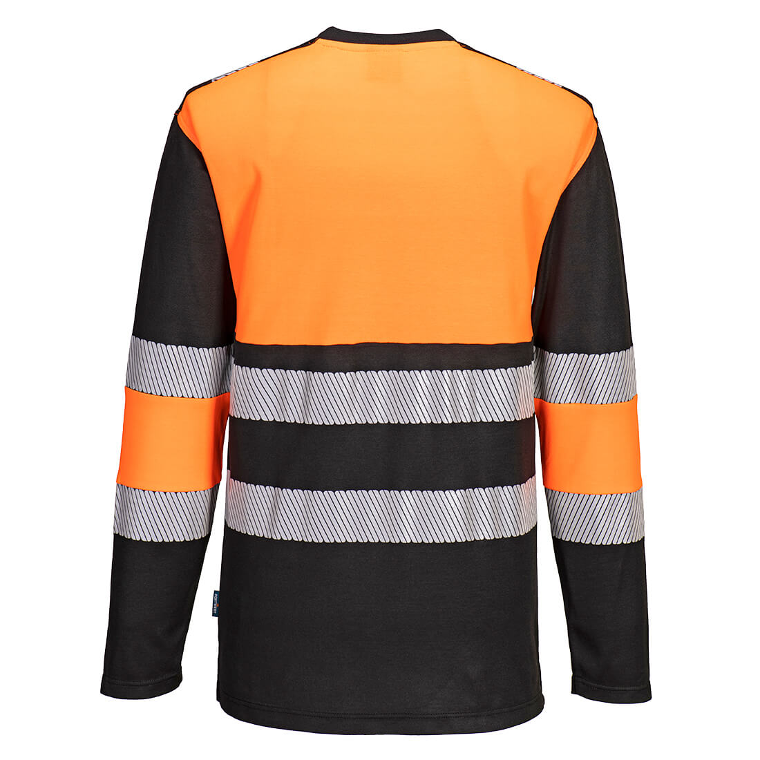 Portwest PW312 PW3 Hi-Vis Cotton Comfort Class 1 T-Shirt L/S in Orange/Black, back view