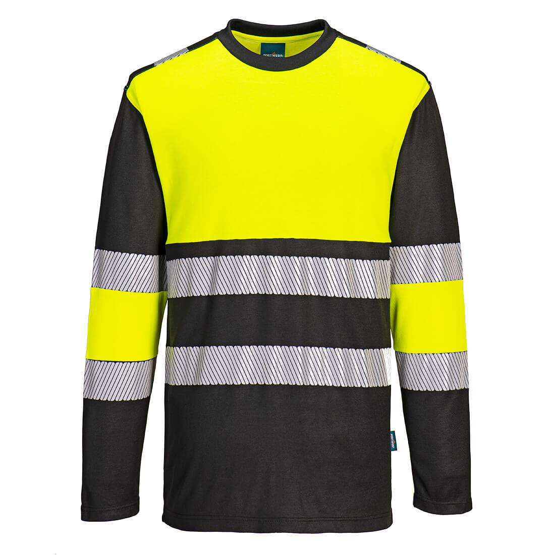 Portwest PW3 Hi-Vis Cotton Comfort Class 1 T-Shirt L/S in Yellow/Black, image 2