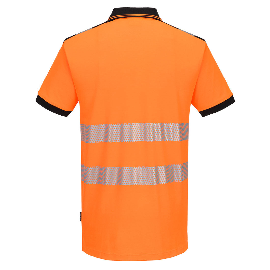 Portwest PW317 PW3 Hi-Vis Cotton Comfort Polo Shirt S/S in Orange/Black, back view