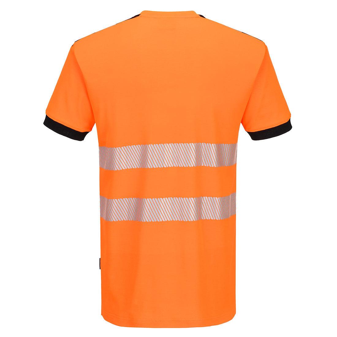 Portwest PW318 PW3 Hi-Vis Cotton Comfort T-Shirt S/S in Orange/Black, back view