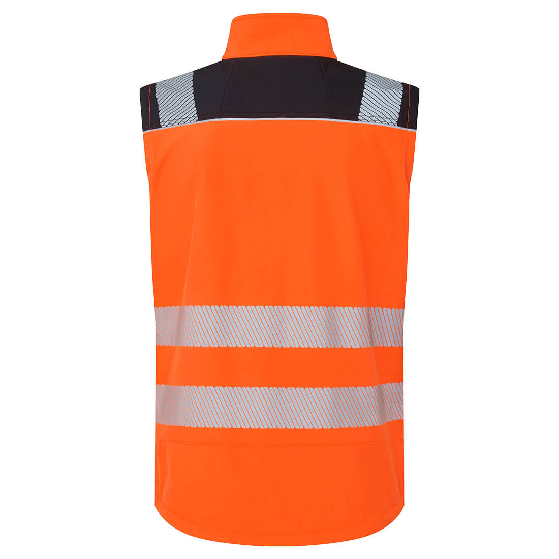 Portwest PW325 PW3 Hi-Vis Softshell Gilet (3L) in Orange/Black, back view