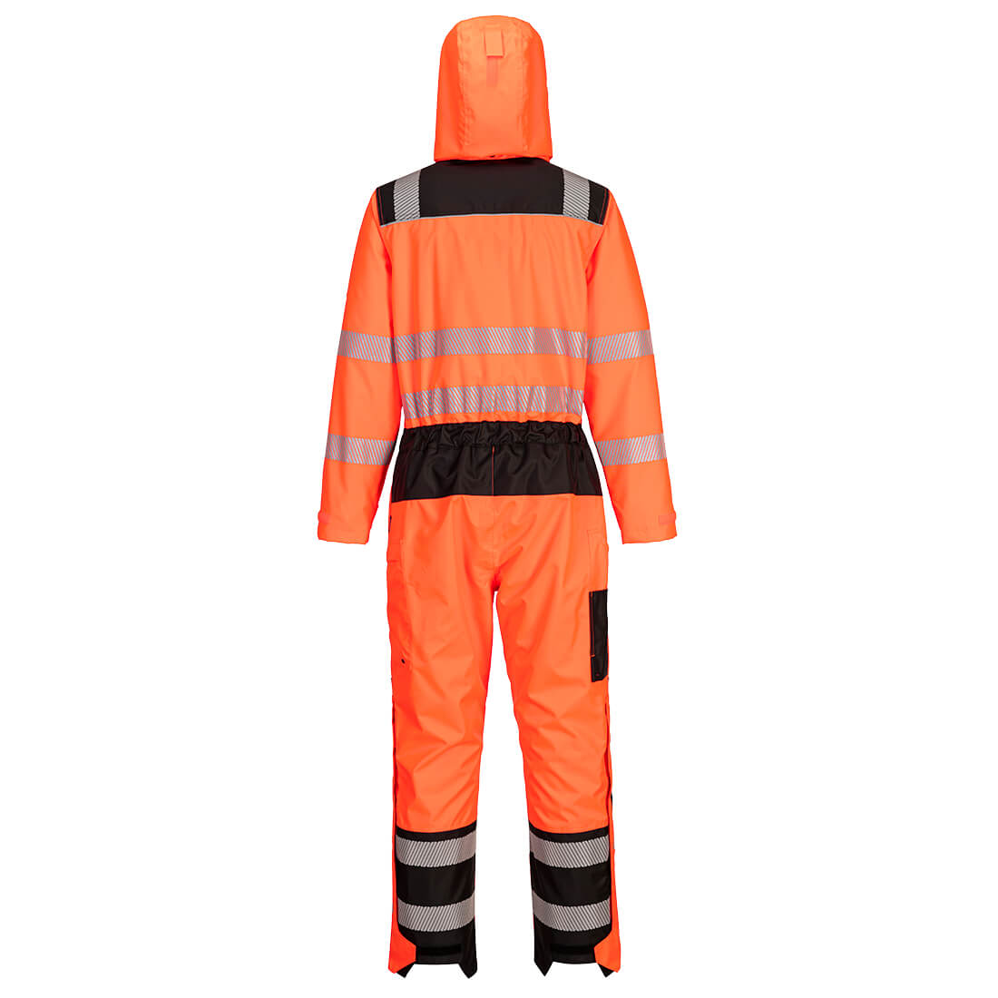 Portwest PW355 PW3 Hi-Vis Rain Coverall in Orange/Black, back view