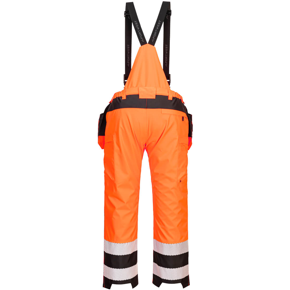 Portwest PW356 PW3 Hi-Vis Rain Trousers in Orange/Black, back view