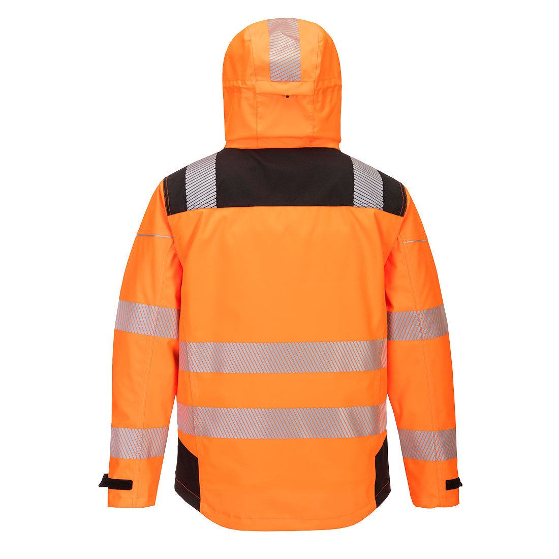 Portwest PW360 PW3 Hi-Vis Extreme Rain Jacket in Orange/Black, back view