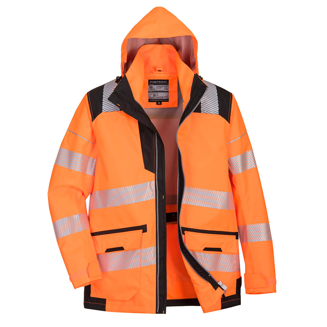 Portwest PW3 Hi-Vis Breathable 5-in-1 Jacket in Orange/Black, main product image
