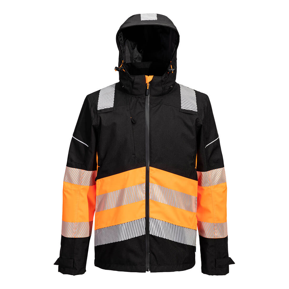 Portwest PW3 Hi-Vis Class 1 Extreme Rain Jacket in Orange/Black, main product image