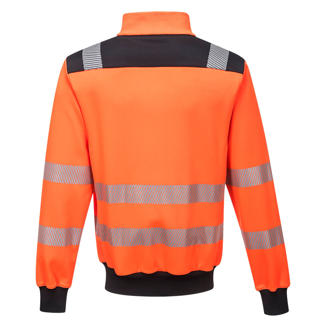Portwest PW370 PW3 Hi-Vis Zip Sweatshirt in Orange/Black, back view