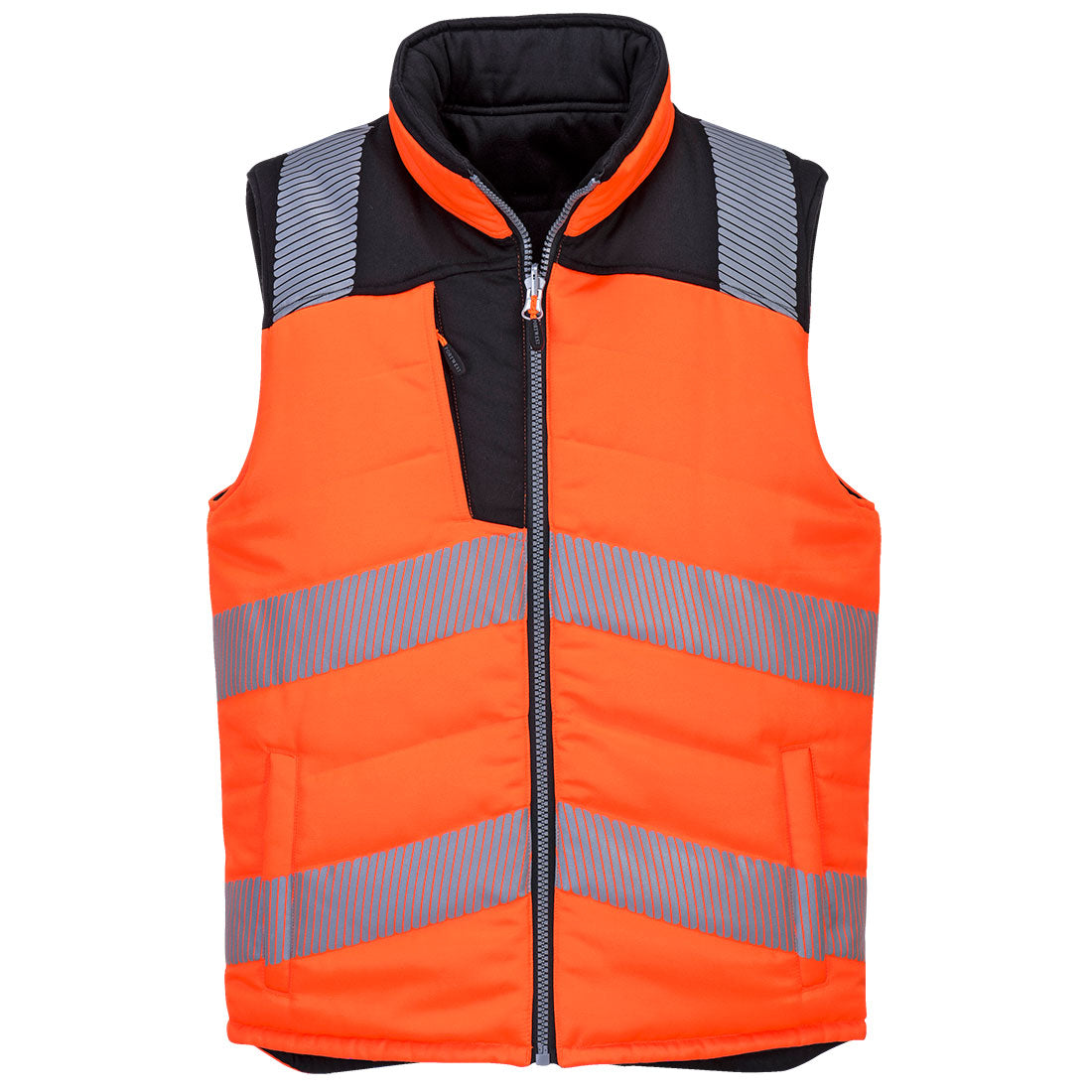 Portwest PW3 Hi-Vis Reversible Bodywarmer in Orange/Black, main product image