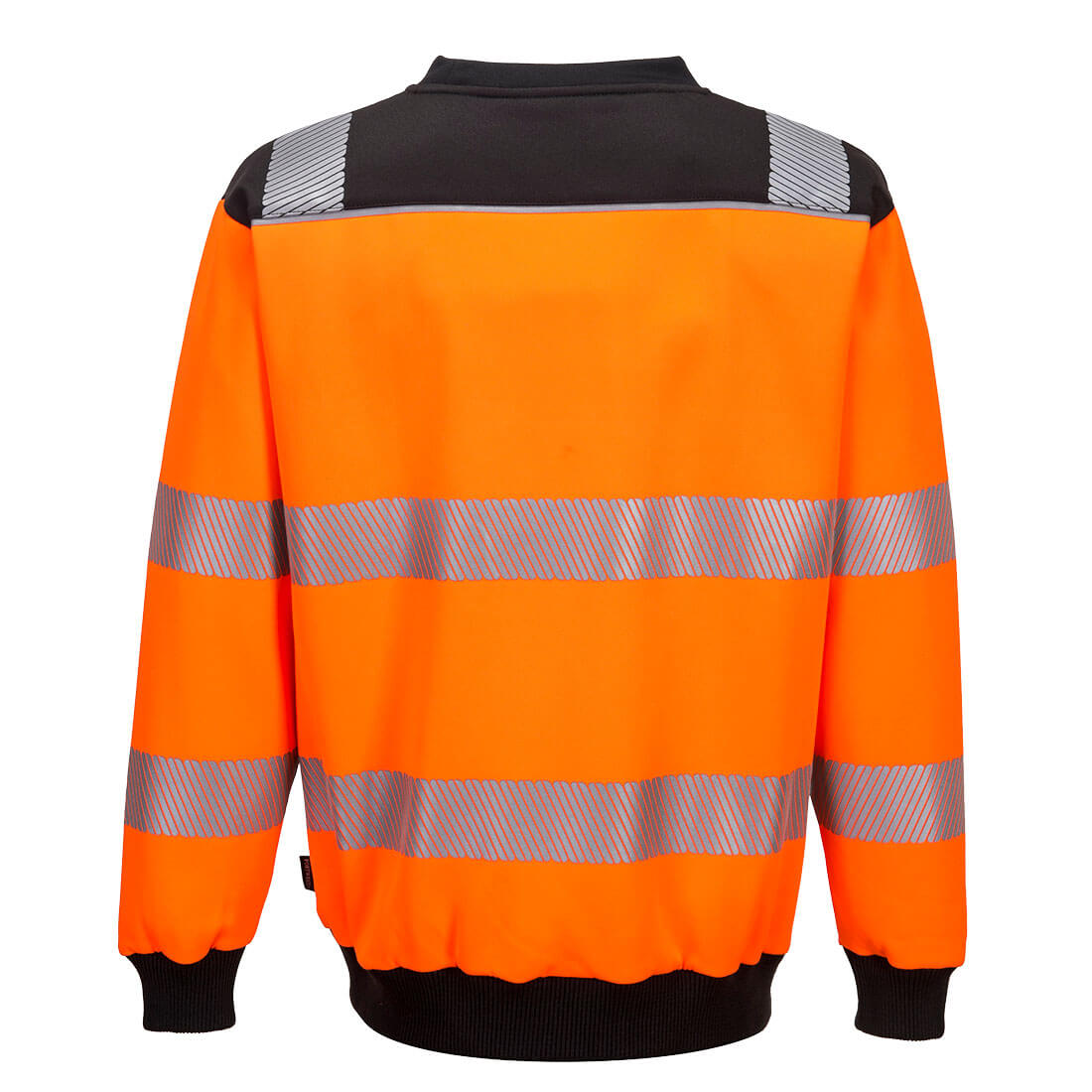 Portwest PW379 PW3 Hi-Vis Sweatshirt in Orange/Black, back view