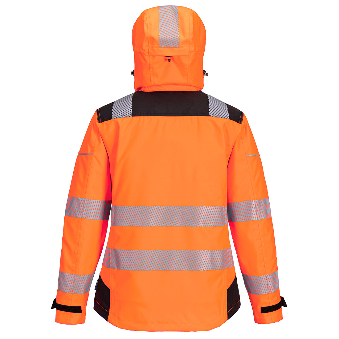 Portwest PW389 PW3 Hi-Vis Women's Rain Jacket in Orange/Black, back view