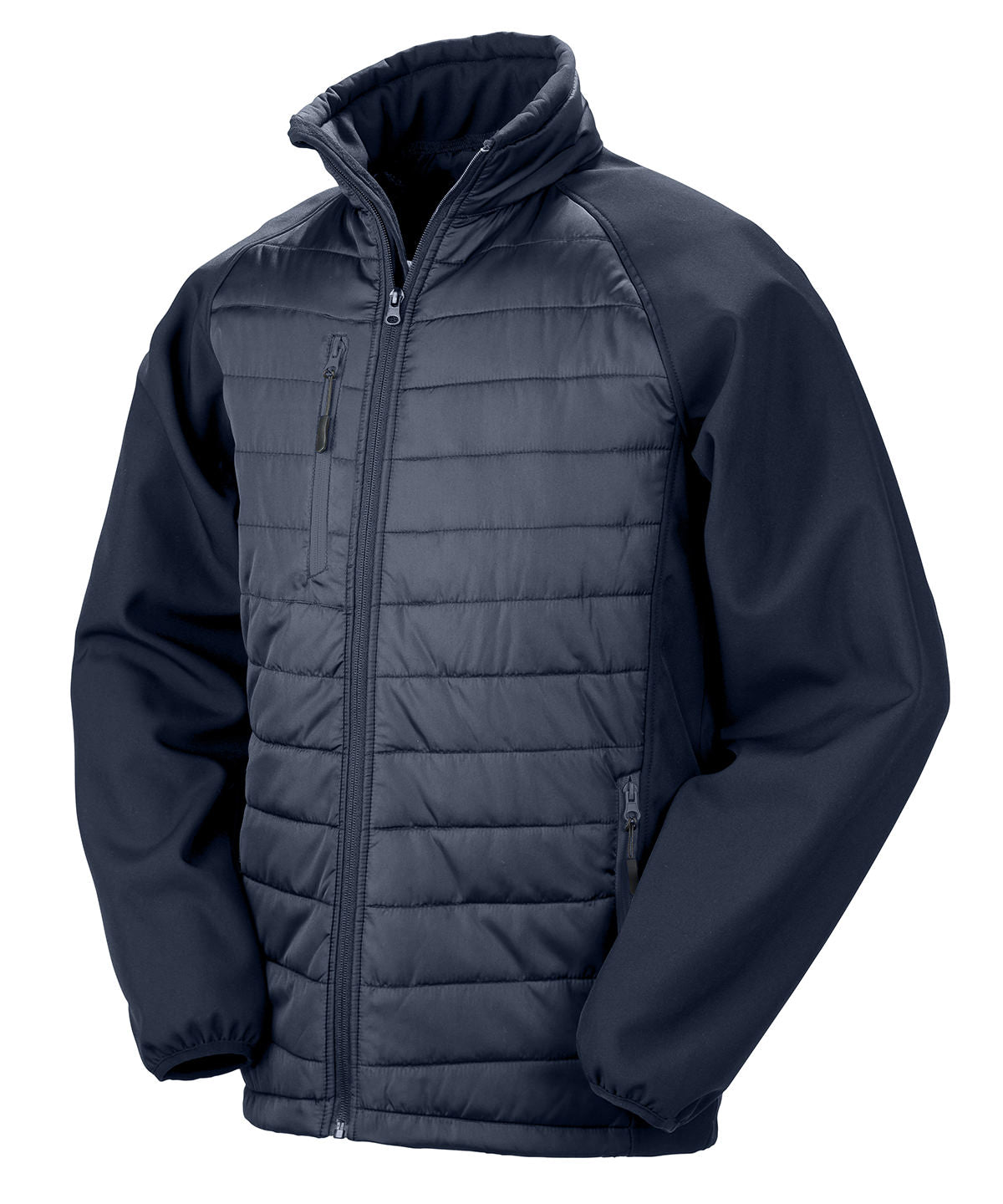 Result Recycled Compass padded softshell jacket in Navy_Navy, front view